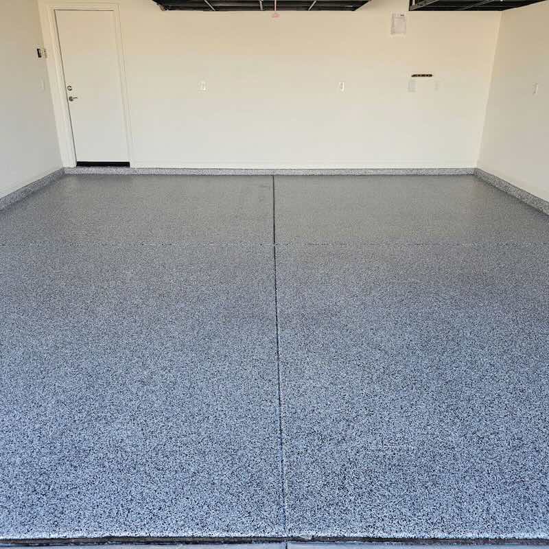 After: Finished flake epoxy garage floor